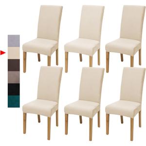 Velvet Dining Chair Covers,Dining Room Chair Covers Set of 6,Stretch Kitchen Chair Cover,Soft Washable Dining Chair Cover,Parsons Chair Slipcovers Protective,for Home,Restaurant,Banquet(Cream)
