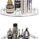 GeekDigg Corner Shower Caddy - Set of 2 No-Drill Acrylic Bathroom Organizer - 10"x11"x2" Wall-Mounted Adhesive Shower Shelf with Razor Holder for Storage - Clear