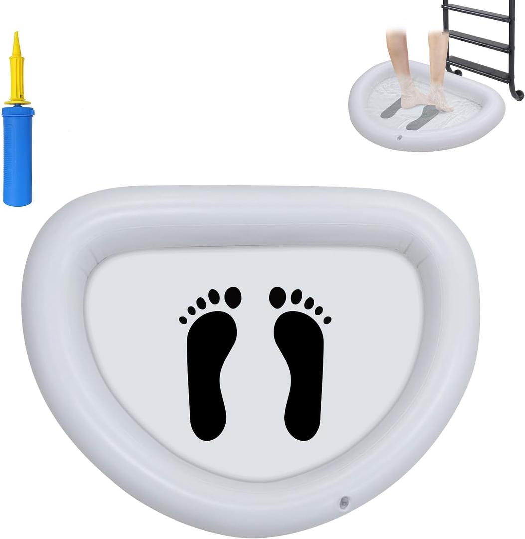 Nattork Inflatable Foot Bath Basin for Pool Entry, Foldable Foot Wash Tub for Above Ground Swimming Pools, Hot Tubs, and Outdoor Spas, Lightweight Foot Cleaning Basin for Pool Ladder Hygiene Footprint