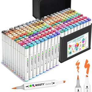 NICETY 120 Colors Alcohol Markers Dual Tip Brush & Chisel  Alcohol Based Art Marker Set for Sketching, Drawing, Coloring, Painting, Illustration  Markers for Artists, Adults, Beginners