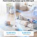 Gasbye Dual Hose Portable Air Conditioners, 12,000 BTU Portable AC Cools Up to 450 Sq.Ft, Low Noise (45dB), Backlit Remote Control, 3-in-1 Cooling, Fan & Dehumidifier for Large Room, White