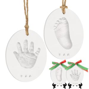 Baby Hand and Footprint Kit Girls, Boys - Personalized Babys First Christmas Ornament Kit, Newborn Christmas Gifts for New Mom, Cute Shower Gifts, Easy to Use Handprint Ornaments (Multi-Colored)