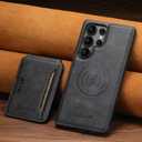 JCGOOD Magnetic Case for Samsung Galaxy S25 Ultra with 2in1 Detachable Card Holder, Military Protection, Flip Kickstand, Compatible with MagSafe &Wireless Charging, Brown Leather Phone S25Ultra Cover