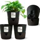 5/6.5/7.5 Inch Self Watering Pots for Indoor/Outdoor ,2 Pack plastic Planters for Indoor Plants with Drainage Holes and Saucers, Modern Decorative Flower Pot for Plants (Grey, 5-Inch, 4-Pack) (Gray)