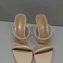 DREAM PAIRS Women's Slides Wedge Sandals Two Strap Square Open Toe Dress Shoes (10, Nude)