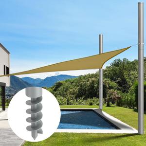Shade Sail Poles, 12Ft Sun Shade Sail Poles with Spiral Drill Bit, 2.26" Diameter Heavy Duty Shade Sail Post with D-Clamp for Garden Yard Backyard, 2 Pack