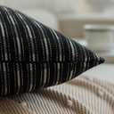 Kevin Textile Pack of 2 Farmhouse Throw Pillow Covers Boho Woven Texture Linen Striped Decorative Pillow Cases for Couch Bed and Chair, Black 12 x 20 inches 30 x 50 cm
