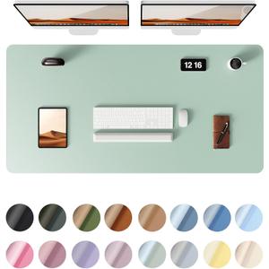 YSAGi Leather Desk Protector, Office Mat, Large Mouse Mat, Non-Slip PU Leather Blotter, Laptop Desk Pad, Waterproof Writing Pad for Office and Home (Pale Green, 47.2" x 23.6")