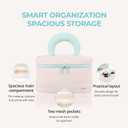 Tuck Hanging Toiletry Bag - Water-Resistant Travel Makeup Organizer with Spacious Compartments & Padded Handle for Women (Blush Petal & Mint) (Puffy Makeup Bag)