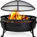 SUNCREAT Outdoor Patio Fire Pit with Mesh Spark Screen, 40" Portable Fire Pit for Camping, Black