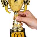 1st Place Gold Plastic Trophy with Detachable Sticker - Winged Design Award for Sports Competitions, Tournaments, Party Prizes & School Events