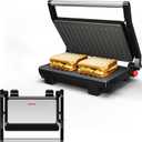 Panini Press Grill Indoor: Sandwich Maker with Nonstick Plates, Easy to Clean, 1000W Portable Panini Maker with Locking Lid, 3-in-1 Electric Grill Opens 180 for Cooking More