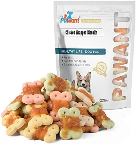 Pawant Dog Treats Biscuits Wrapped in Chicken Chews for Small Dog no Rawhide1 lb/454g