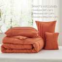 Bedsure Queen Comforter Set - 4 Pieces Pinch Pleat Bed Set, Burnt Orange Boho Bedding for All Season, 1 Soft Comforter, 2 Pillowcases, 1 Decorative Pillow