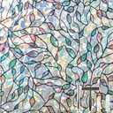Kromapolis Window Film Window Privacy Film 3D Stained Glass Window Sticker Static Cling Sun Blocking Window Coverings for Glass Door and Home Decor, Non-Adhesive, Multicolor, 35.4 x 157.4 inches (35.4In x 157.4In)