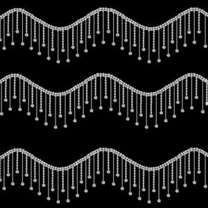 3 Yards Rhinestone Fringe Trim, BetterJonny Silver Irregular Diamond Crystal Ribbon Tassel Chain Fringe Belt Fringe Trim Chain for DIY Jewelry Sewing Craft Clothing Wedding Decoration