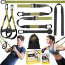 Home Resistance Training Kit, Resistance Trainer Exercise Straps with Handles, Door Anchor and Carrying Bag for Home Gym, Bodyweight Resistance Workout Straps for Indoor & Outdoor (Green)
