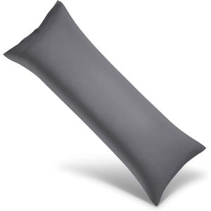 Body Cooling Pillowcase Long Pillow Case Breathable Cool Silky Soft Rayon Derived from Bamboo Fabric, Hair and Skin Friendly, Dark Grey, 1 Pack, 20x54IN