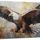 KLVOS Eagle Canvas Wall Art Vintage Flying Bald Eagle Pictures Motivational Animal Wildlife Canvas Prints Wall Decor Gallery Wraps Framed for Bedroom Living Room Office Decoration 24x48inch