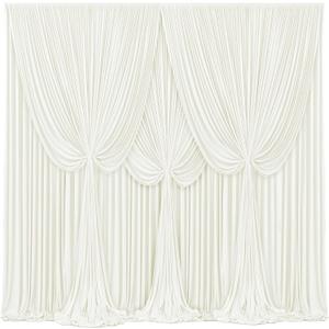 4 Panels Ivory Backdrop Curtains for Wedding Party Wrinkle Free Backdrops Curtain Drapes Fabric Decorations Photo Back Drop Cloth for Baby Shower Photography Stage Reception 20ft(W) x 12ft(H)