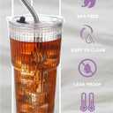 MNZZ 16oz Glass Tumbler with Lid and Straw, Reusable Iced Coffee Cup for Cold Drinks, Smoothie and Tea, Clear Drinking Cup for Home or Office Use