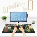 ToLuLu Extended Gaming Mouse Pad, Memory Foam Ergonomic Keyboard Mouse Wrist Rest Support Set, Large Desk Mat with Stitched Edges, Non-Slip Base Mousepad Home Office, Cute Green Japanese Kawaii Cat