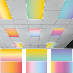 6 Pack Fluorescent Light Covers with 60 Magnets Decorative for Classroom Ceiling Light 4 x 2 Feet Magnetic Lights Covers Filter Easy Install for Office School Hospitals Drop Ceiling Supplies(Gradient)