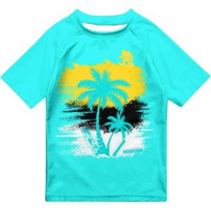 Boys Rash Guard Shirt Short Sleeve UPF 50+ UV Sun Protection T Shirt for Kids 4-13Y