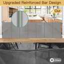 Reinforced 100 Inch Extra Long Baby Gates for Large Openings to Prevent Crawling Under, No Bottom Bar Extra Wide Retractable Baby Gate for Stairs, 8 ft Mesh Child Gate for Parent/Pet Owner Use, Gray
