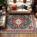 Area Rugs for Living Room 9x12 Machine Washable Rugs, Non Slip Floral Vintage Rug Indoor Carpet, Stain Resistant Large Rug for Bedroom Dining Room, Red Green