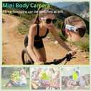 Hands-Free Action Camera with Loop Record & Night Vision, Mini Body Cam 110° Wide Angle, Thumb Size POV Cam Wifi App Connection, Wearable Camera Glasses for Running Cycling Traveling, 64GB Card(White)