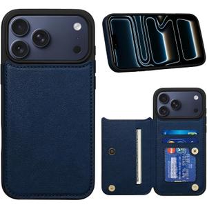 Keallce for iPhone 17 Pro Max Case Wallet with 3 Card Holder, RFID Blocking Protection, Magnetic Clasps Credit Slots Shockproof Flip Cover for iPhone 17 Pro Max Men Women,6.9inch Blue