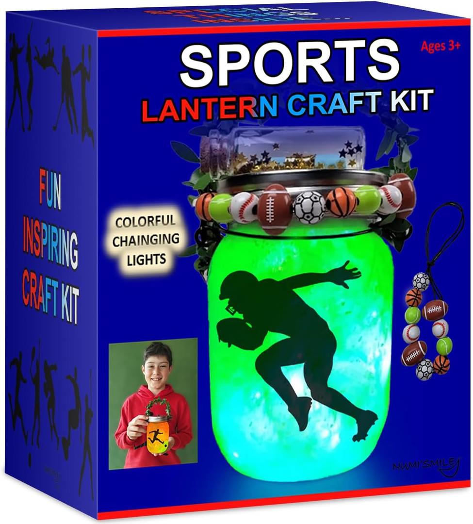 NUMI'SMILE Sports Nightlight Gifts for Boys, DIY Kids Crafts Ages 3 4 5 6 7 8-12 Years Old, Baseball, Soccer, Basketball, Football Gifts, Hockey, Tennis, Surfing Art Kit, Medium