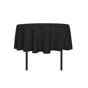 sancua Round Tablecloth - 48 Inch - Water Resistant Spill Proof Washable Polyester Table Cloth Decorative Fabric Table Cover for Dining Tables, Buffet Parties and Camping, Black