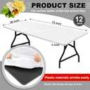 Boao 12 Pcs Plastic Table Cloths Disposable for Parties Picnic Table Covers with Fall Elastic Fitted Elastic Cover Rectangle Waterproof for Thanks Giving Christmas Picnic(6 Ft, 72 x 30 Inch, White)