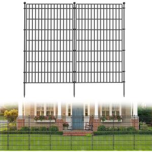 5 Panels No Dig Garden Fence Animal Barrier, 44in(H) × 11.8ft(L) Decorative Metal Outdoor Dog Fence, Rustproof Pet Fencing for Yard, Patio, Flower Bed -Temporary Fencing| Easy to Install