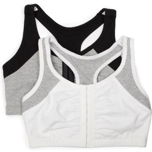 Fruit of The Loom Womens Front Close Builtup Sports Bra (38, White With Grey/Black With Grey)