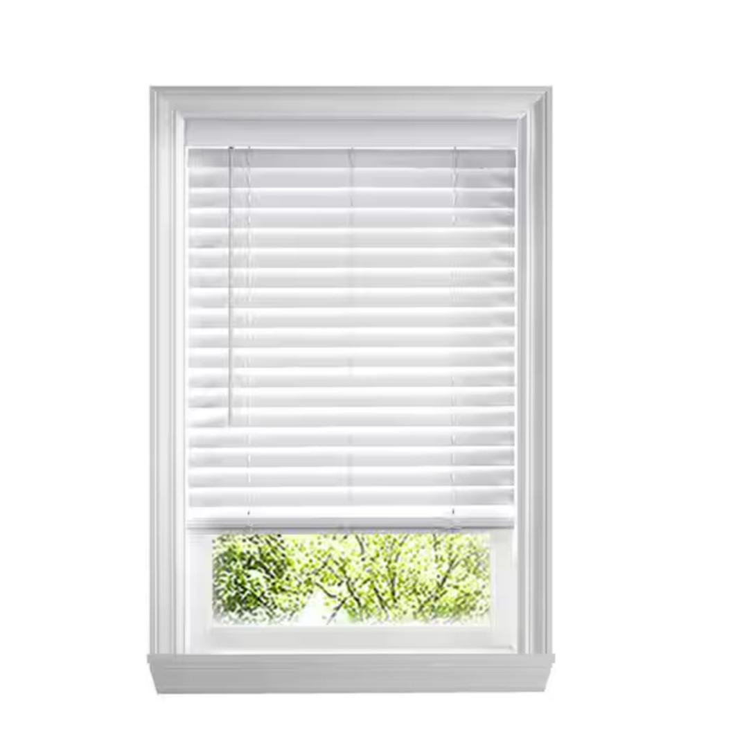 3 x White Cordless Faux Wood Blinds for Windows with 2 in. Slats - 33.5 in. W x 48 in. L (Actual Size 33 in. W x 48 in. L)