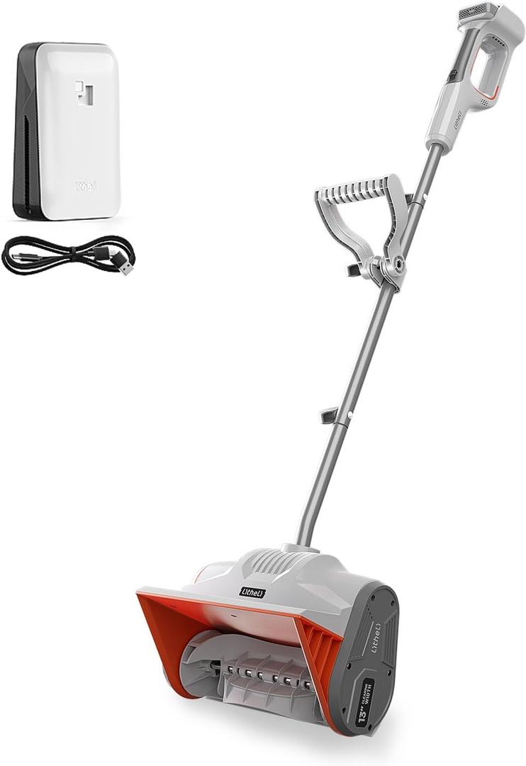Litheli 20V Cordless Snow Shovel with Adjustable Handle, 13-Inch Brushless Battery-Powered Snow Blower with 4.0Ah Battery for Driveways, Sidewalks, Decks & Patios