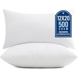 Puredown 12x20 Pillow Inserts, 2 Pack Fluffy Lumbar Pillows Filled with Plump Stuffer, Rectangle Decorative Pillows for Couch, Sofa, Bed and Home Decor