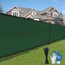 Privacy Fence Screen,with Gloves, 6X50FT Heavy Duty 220GSM 98% Blockage Privacy Screen Fence for Outdoor Wall Garden Yard Backyard (Dark Green)