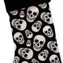Black and White Skull Christmas Stocking Skeleton Xmas Mantel Decoration