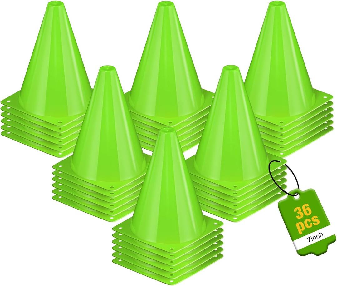 36pcs Cones 7 Inch Soccer Cones and Plastic Traffic Cones, Durable Cones for Sports Training, Ideal for Soccer, Basketball, Football, Skating, and Agility Drills Practice