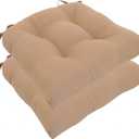 Arlee Monotone Woven, Fiber Filled Chair Pads with Tiebacks, 15L x 15W, Tan 2 Count