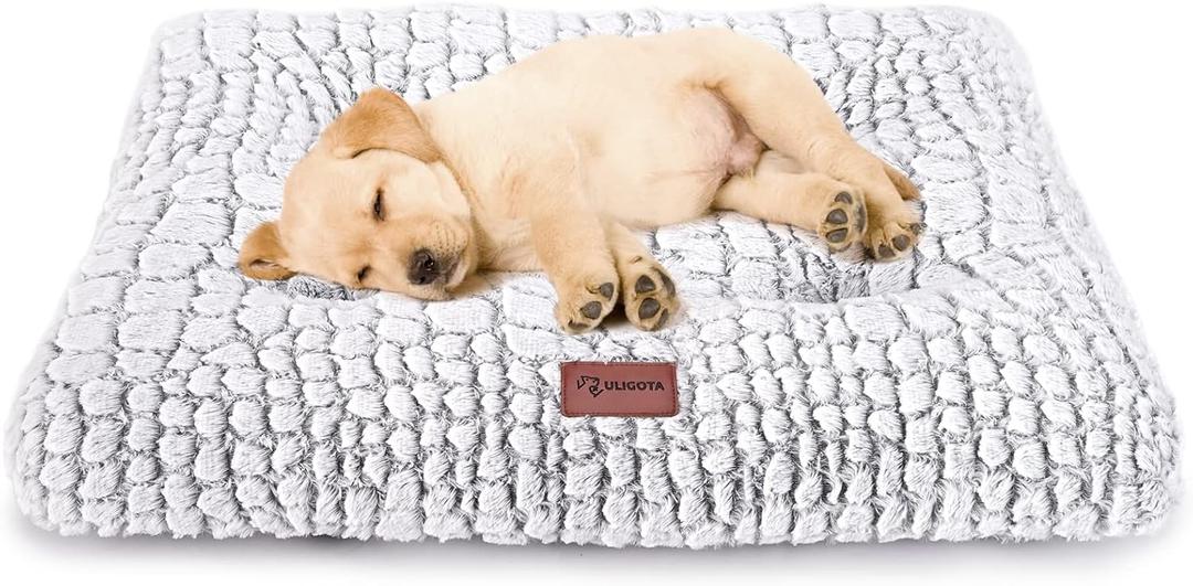 Dog Bed Crate Pad - Soft Fluffy Pet Cushion Mat for Small Dogs, Anti-Slip Comfy Kennel Pad for Puppy Crates (Small 24"x18", White)