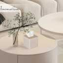 Tissue Box Cover Square PU Leather Facial Tissue Box Holder for Dresser Bathroom Decor (Beige)