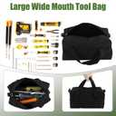 Small Tool Bag,Close Top Wide Mouth Tool Organizer Bag,Large Capacity Tool Bags for Men,Canvas Tool Storage Bag for Storage Handbag for Screwdrivers,Wrench,Pliers Hand Tools (black, 20 Inch)