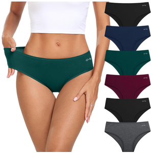 coskefy Women's Underwear Cotton Hipster Panties Low Rise Briefs Soft Strench Breathable Ladies Bikini Underwear 6 Pack, 3XL