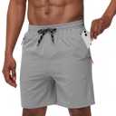Men's Casual Hiking Athletic Shorts Khaki Board Hybrid Drawstring Elastic Waist 7 inch Quick Dry Lightweight Stretch (Gray, M)