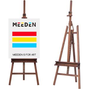 MEEDEN Large Painters Easel Adjustable Solid Beech Wood Artist Easel, Studio Easel for Adults with Brush Holder, Holds Canvas up to 48" - Walnut